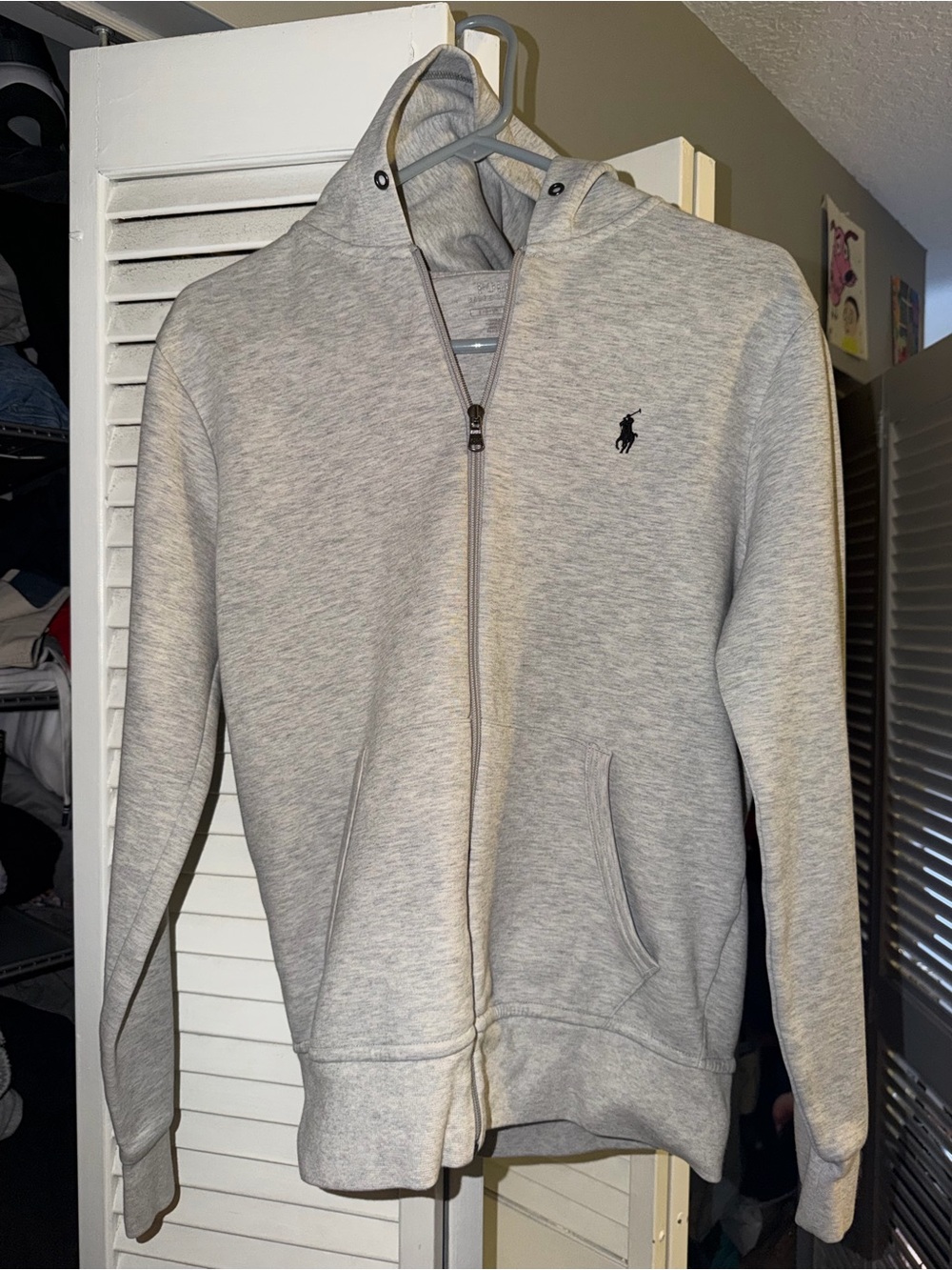 Polo by Ralph Lauren Light Gray Zip-Up Hoodie with Navy Pony